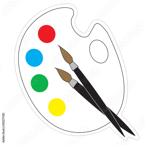 Paleta de pintura de colores con pincel
