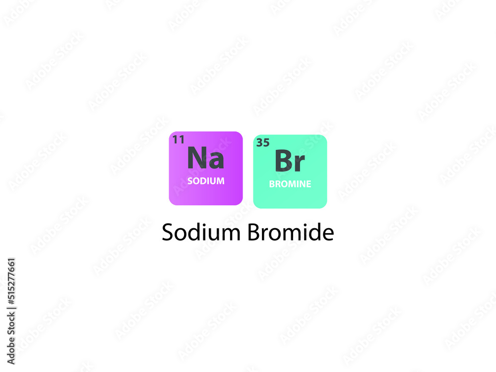 NaBr Sodium Bromide molecule. Simple molecular formula consisting of