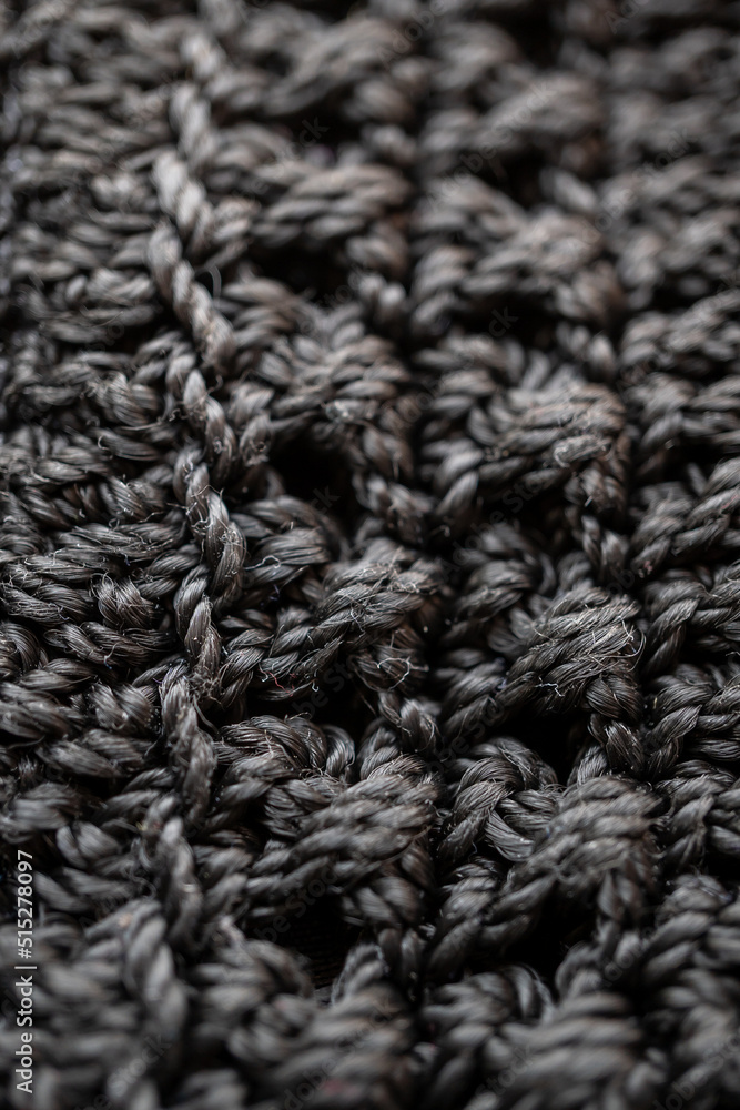 detalle de bolsa tejida negra, close up detalle de bolsa tejida negra, close up