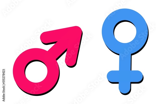 Mann Frau / männlich weiblich - rot / Pink - blau - Zeichen Symbole Grafiken Icons 