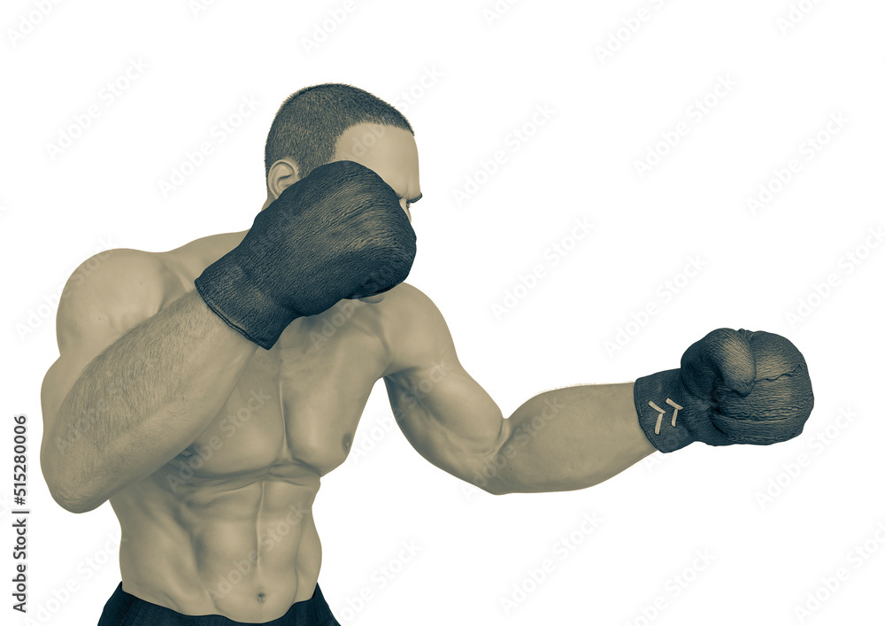 boxer cartoon doing a jab punch in a white background - obrazy, fototapety, plakaty 