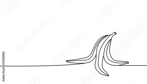 Banana Peel one line continuous drawing. Peel of banana continuous one line illustration. Vector minimalist linear illustration.