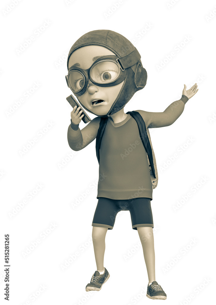 little boy cartoon holding a bad news in a white background full scene