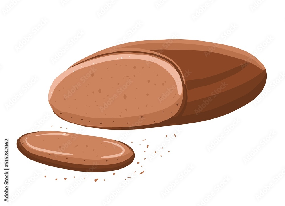 Dark bread in cartoon style. Vector illustration Dark bread in cartoon style. Vector illustration