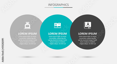 Set Open book, Inkwell and Chemistry. Business infographic template. Vector