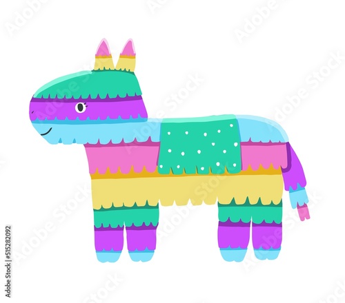 Colorful pinata donkey in cartoon style