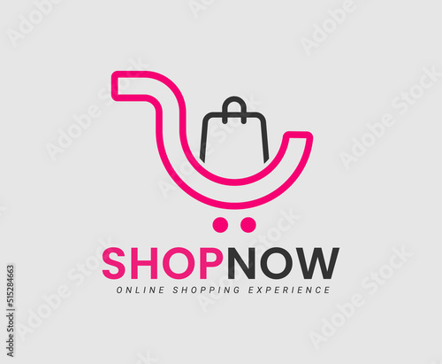 Shopping logo design template concept for shopping bag and storehouse. supermarket shopping logo design