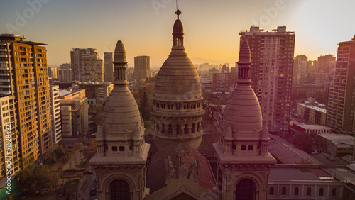 Aerial view with drone of the Church of the Sacramentines  cathedral  with neo-Byzantine architecture