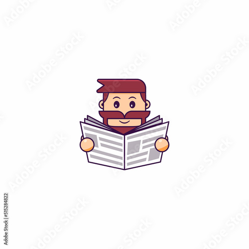 Morning Reading News Newspaper Outline Icon, Logo, and illustration