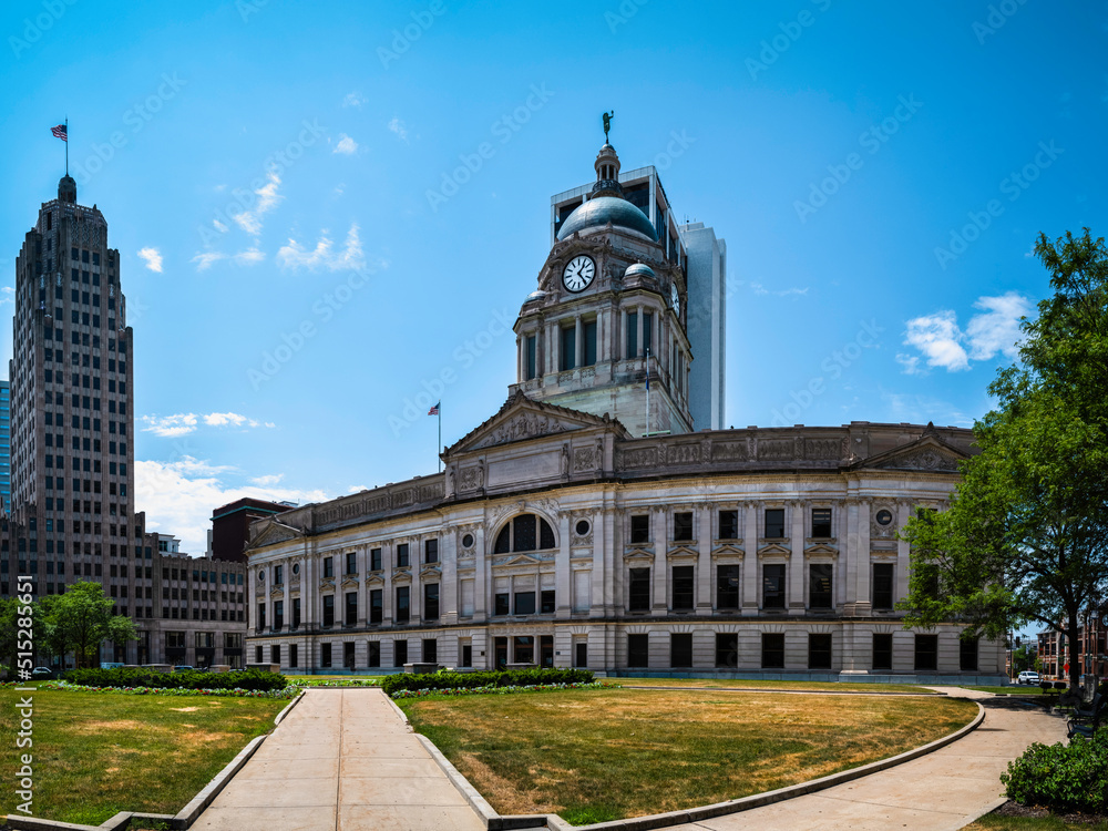 Historic downtown skyline and buildings of Lafayette, Indiana