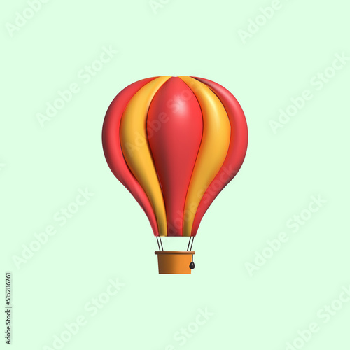 hot air balloon 3d icon. red yellow hot air balloon 3d icon.