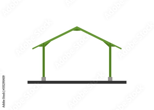 Steel frame building. Canopy building. Simple flat illustration