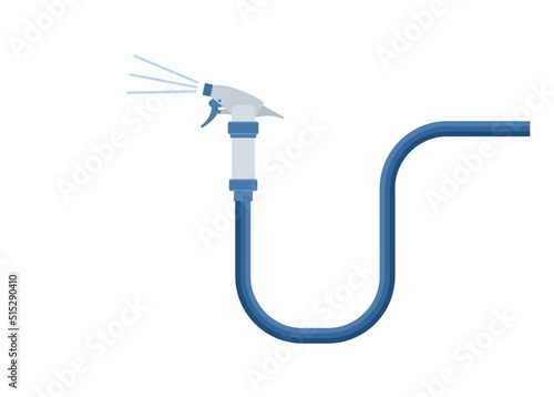 Water hose and sprayer. Simple flat illustration.