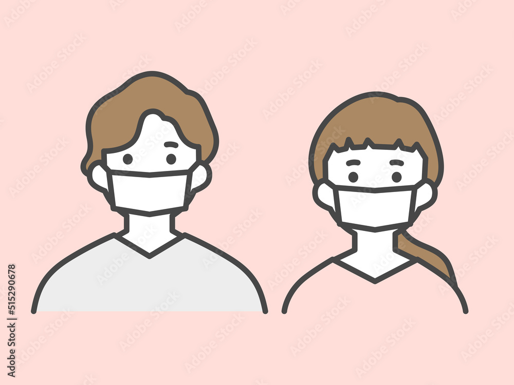 マスクをしている男性と女性　Men and women wearing masks