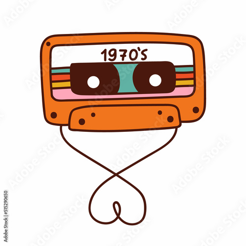 Retro audio cassete. 1970 style. Vector illustration