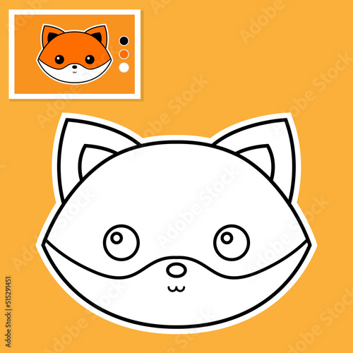 Illustration vector graphic of outlined and colored fox with palette colours. Perfect for Children book and coloring book. Animal coloring book © Dann