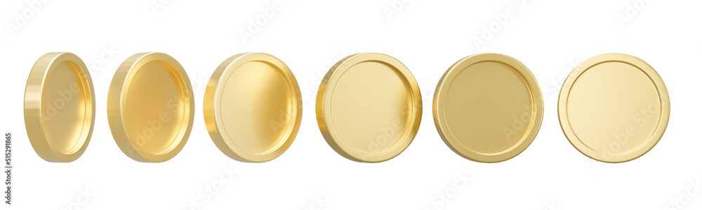Collection of golden coin in different shape on white background. 3d rendering illustration. Collection of golden coin in different shape on white background. 3d rendering illustration.