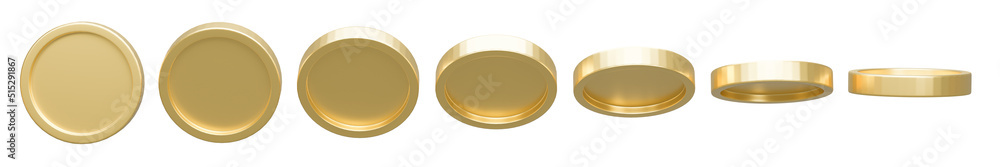 Collection of golden coin in different shape on white background. 3d rendering illustration. Collection of golden coin in different shape on white background. 3d rendering illustration.