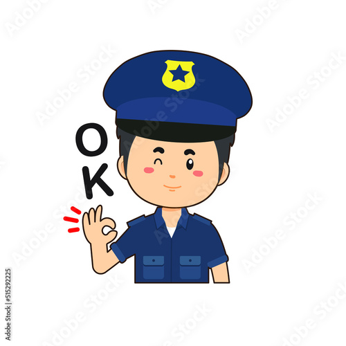 Police Sticker with Ok Poses