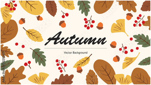 秋-落ち葉のフレーム-手描き