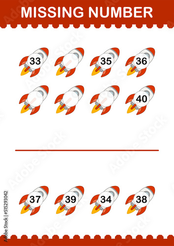 Missing number with Rocket. Worksheet for kids