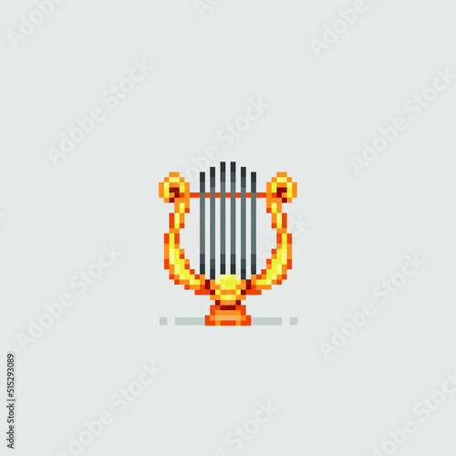 golden harp in pixel art style
