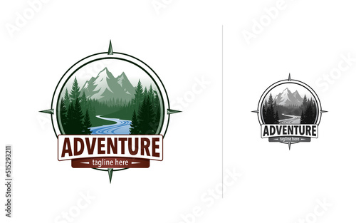 Nature landscape logo design for outdoor, adventure, extreme sport, and travel.