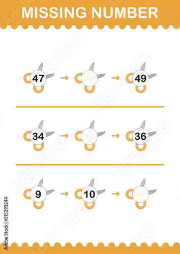 Missing number with Scissor. Worksheet for kids