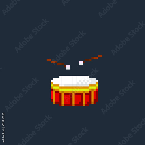 Drum instrument in pixel art style