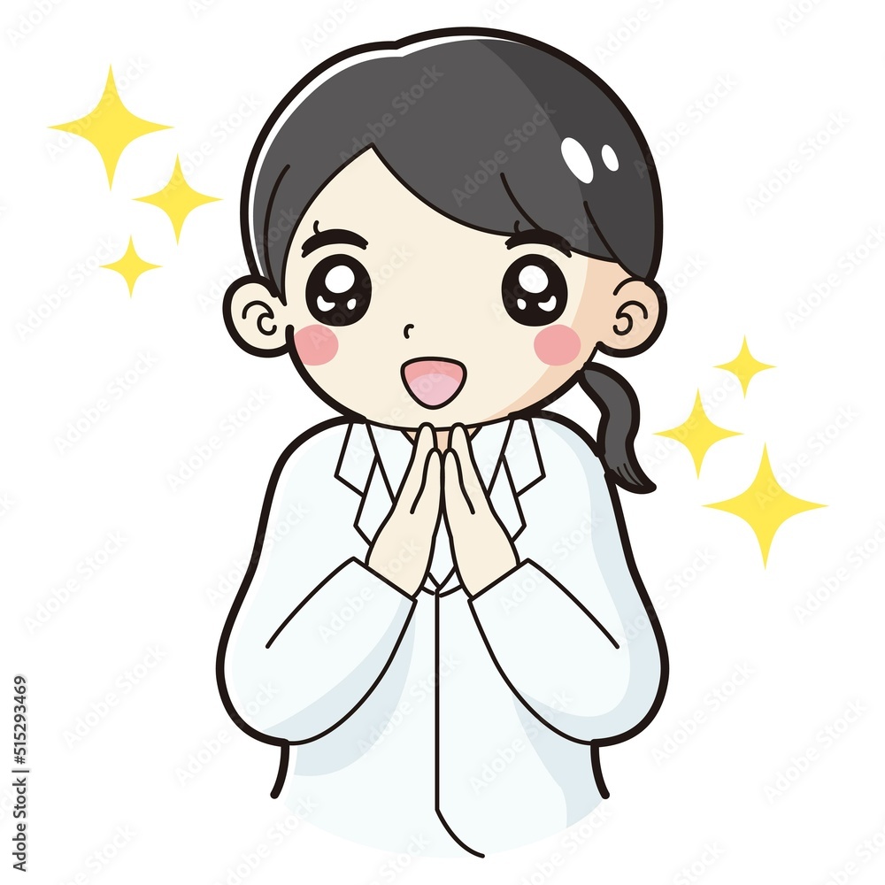 ときめく白衣を着た女性のイラスト ときめく白衣を着た女性のイラスト
