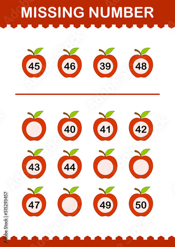 Missing number with Apple. Worksheet for kids