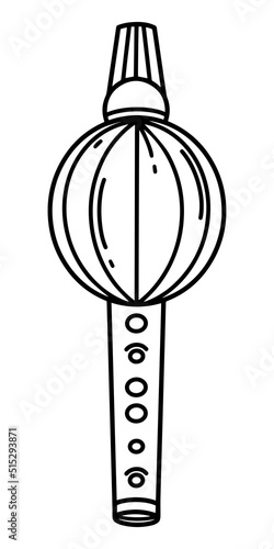 Snake charmer flute vector icon. Hand drawn wooden musical instrument. Indian fife isolated on white background. Traditional device for training snakes, folk and classical melodies