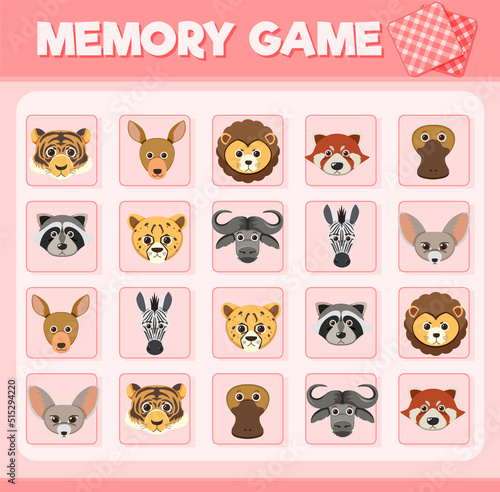 Animal memory card game