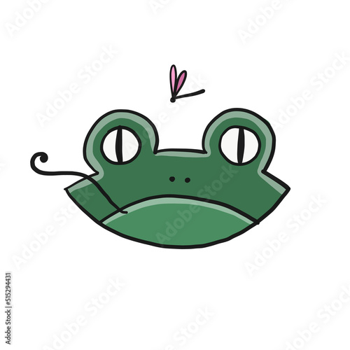 Funny frog face. Isolated on white background. Cartoon for your design