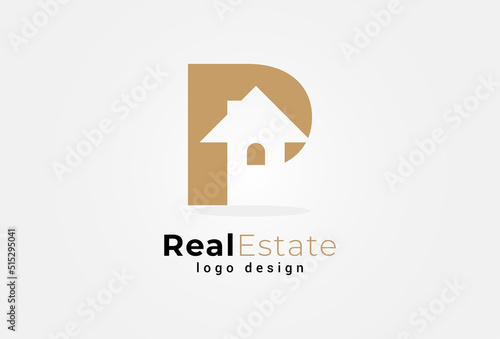 Real Estate Logo. letter P and home combination. suitable for Architecture Building apps logo design