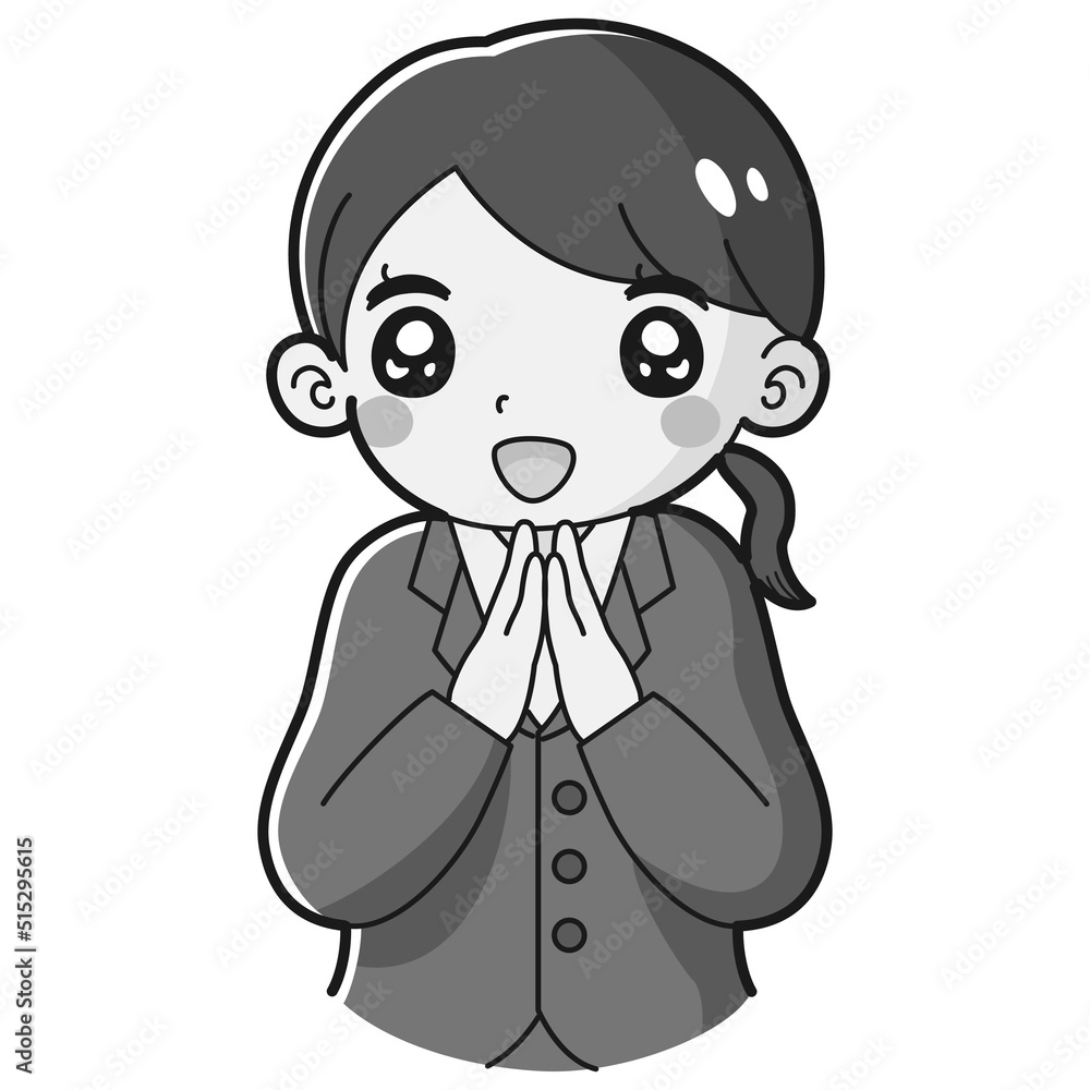 スーツを着た ときめく女性のイラスト スーツを着た ときめく女性のイラスト