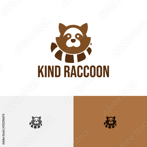 Kind Raccoon Cute Animal Kid Zoo Logo photo