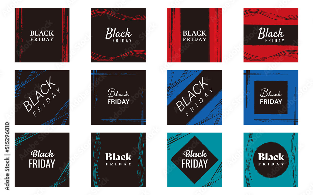 Obraz premium ブラックフライデー バナーテンプレート 12種類(ブラック・ビビッドカラー)