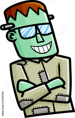 Funny cartoon frankenstein holding colorful ball
