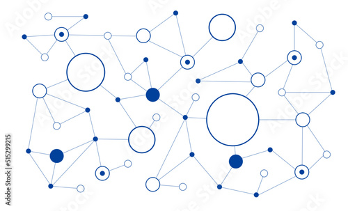Modern futuristic network connected dots and lines technology background template. Fintech blockchain linked global digital database graphic vector