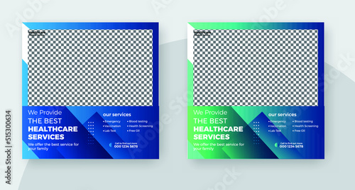Medical health care flyer social media and horizontal web banner template 