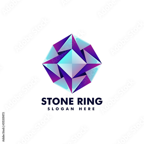 Vector Logo Illustration Stone Ring Gradient Colorful Style.
