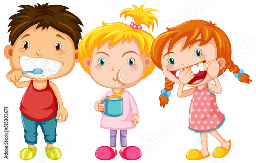 Group of cute children with dental care