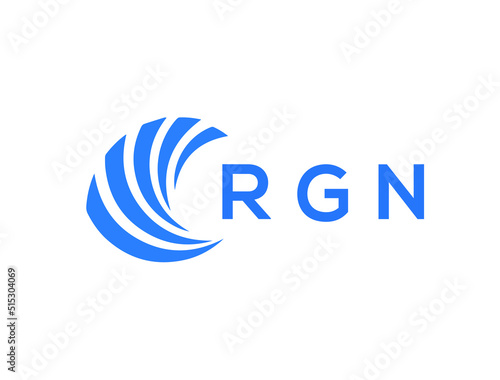 RGN Flat accounting logo design on white background. RGN creative initials Growth graph letter logo concept. RGN business finance logo design.

