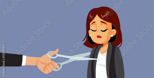 
Manager Doing Staff Cutting Because of Economic Recession. Boss reducing personnel firing loyal female office employee
