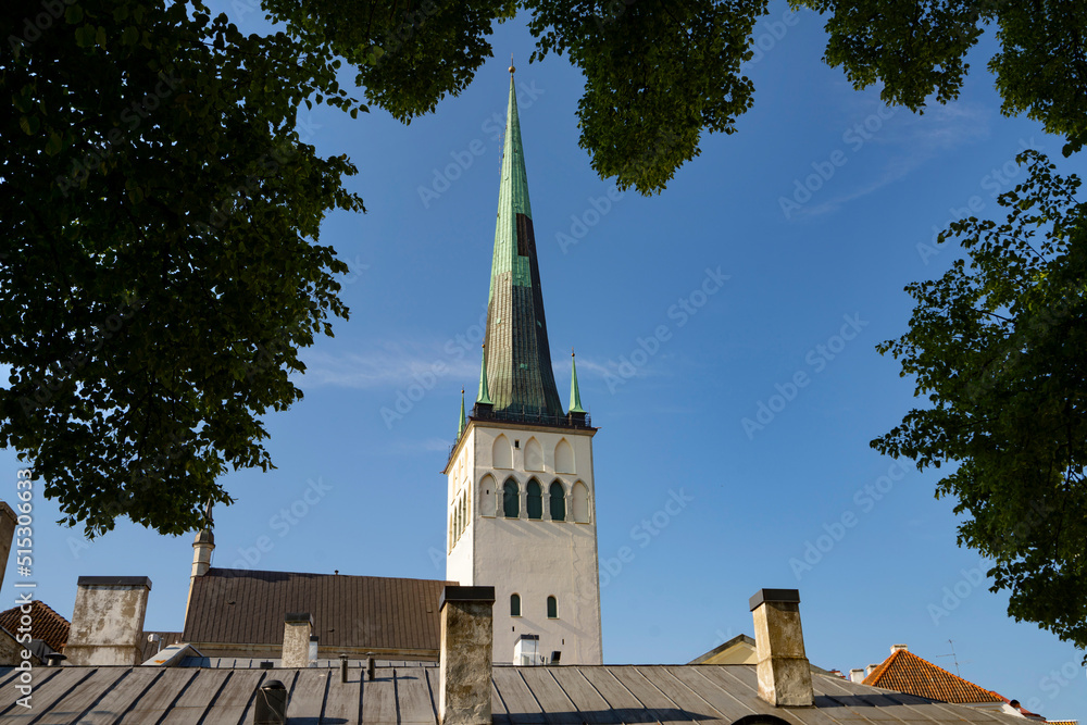 bell tower of the Church of St. Olav in Tallinn, Estonia