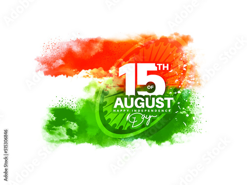 
creative splash illustration for Indian independence day -15th august with Ashoka Wheel 