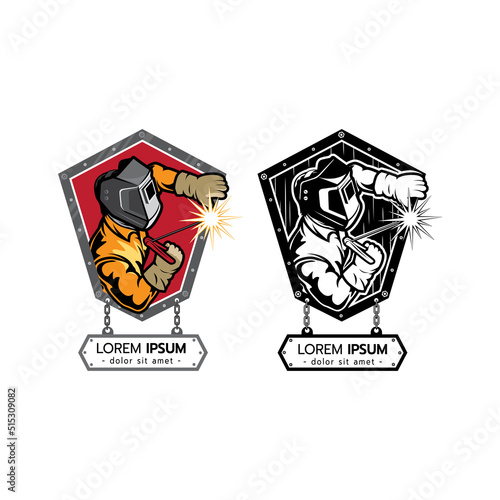 Welder logo on white background vector illustration