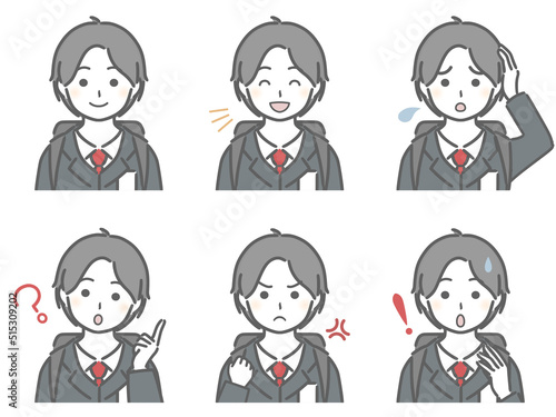 少年の色々な表情（制服）