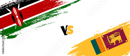 Creative Kenya vs Sri Lanka brush flag illustration. Artistic brush style two country flags relationship background